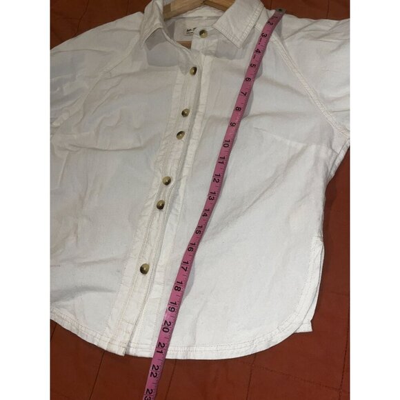 Free People We The Free  White Ellie Puff Sleeve Solid Top Womens size XS - Picture 8 of 9